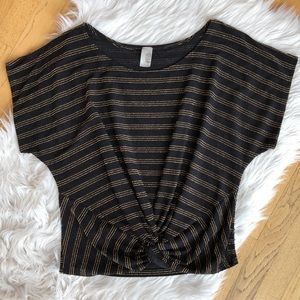 Gold Striped Knotted Top